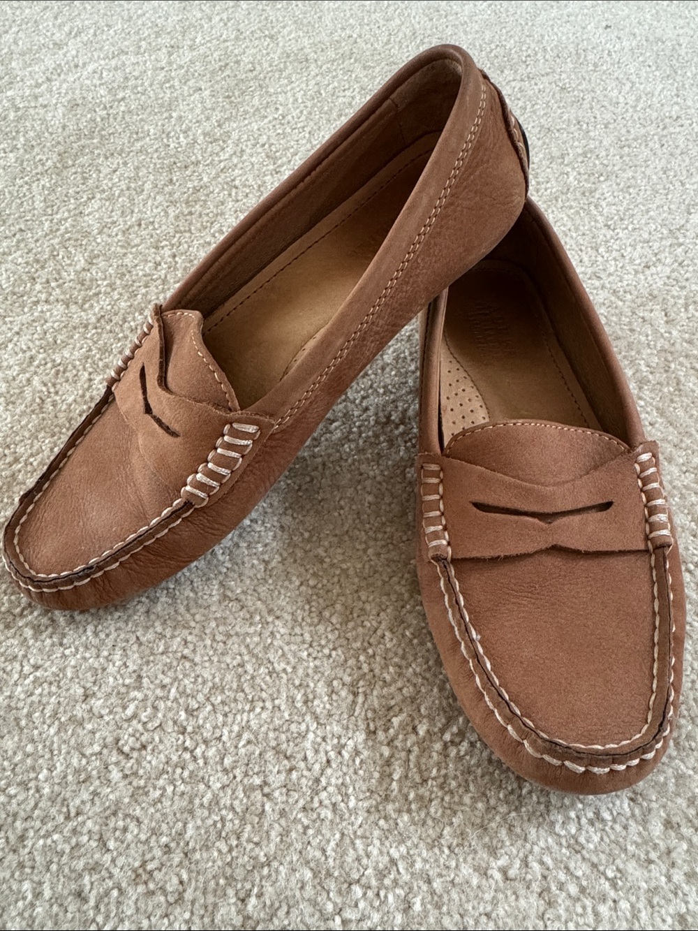 Ralph Lauren Women’s Suede Penny Loafers in Warm Chestnut